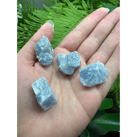 Raw Blue Calcite – Set of 3 - Intuitively Chosen Crystals - Picture 4 of 7